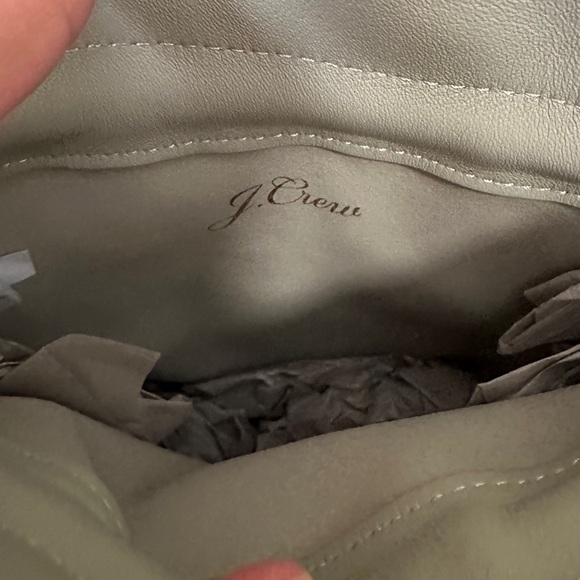 J Crew Lisbon light gray leather bucket bag drawstring purse - Picture 4 of 4